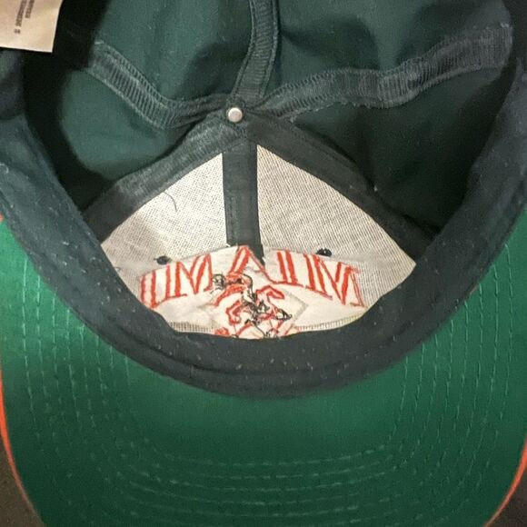 Vintage Miami Hurricanes Snapback Hat Cap NCAA 90s Green Bill Made In USA - Picture 4 of 9